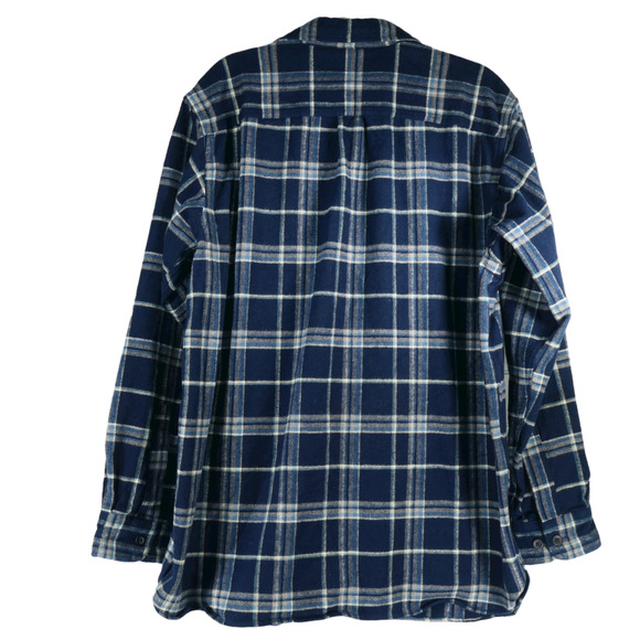LL Bean Traditional Fit Mens Shirt Size L -Reg Blue Plaid Flannel Heavier Weight - Picture 3 of 5